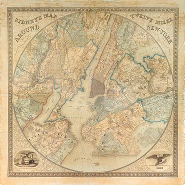 1MP585-Twelve-Miles-around-NY-Map-1849-CARTE---Anonymous