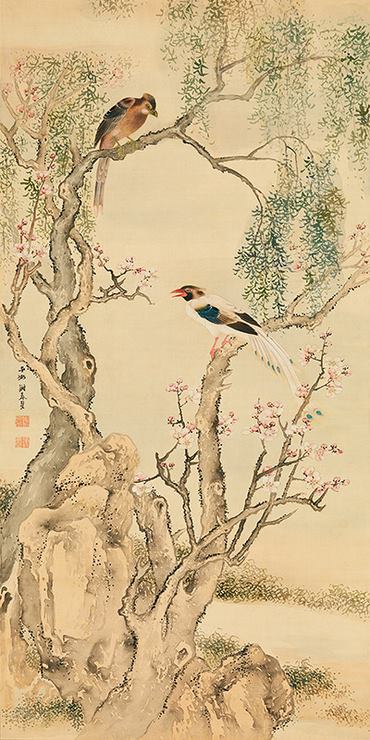 2AA2243-Birds-on-flowered-branches-ART-ASIATIQUE--Anonymous-