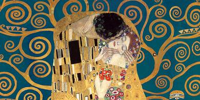 2GK4483-The-Kiss-detail-(Blue-variation)-PEINTRE-FIGURATIF-Gustav-Klimt