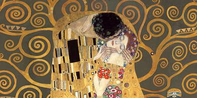 2GK4484-The-Kiss-detail-(Grey-variation)-PEINTRE-FIGURATIF-Gustav-Klimt