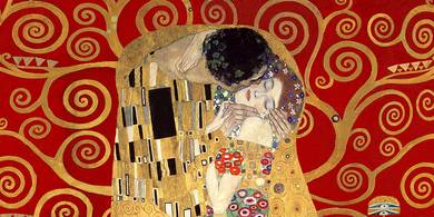 2GK4485-The-Kiss-detail-(Red-variation)-PEINTRE-FIGURATIF-Gustav-Klimt