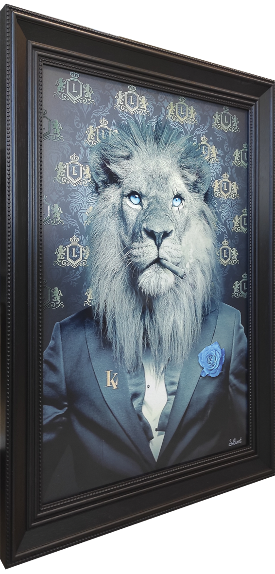 Tableau lion bleu