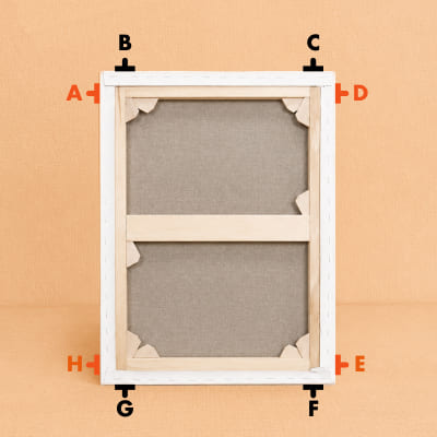 Schéma des 8 points de mesure d'une toile - Cadréa