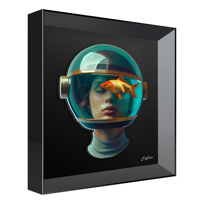 Vitrine Relief  Girl Helmet Kalu Noir, Sebastien Oliver 30X30