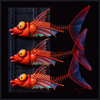 Image encadrée Alain COADOU POISSON 0845-AC 20X20