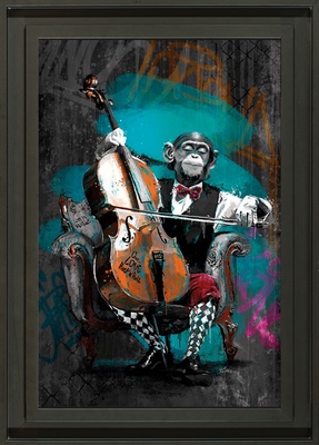 Image encadrée  Le singe violoncelliste 40X60