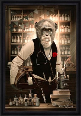 Tableau pvc encadré ANIMAUX Vintage docteur 50X70