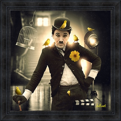 Tableau pvc encadré CELEBRITE Charlie Chaplin 60X60