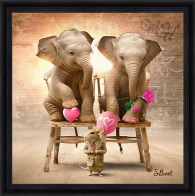 Tableau pvc encadré ANIMAUX Elephanteaux luxury 40X40