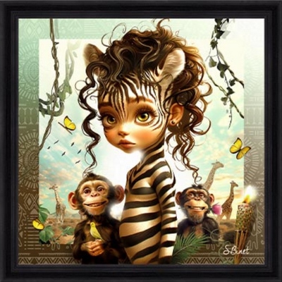 Tableau pvc encadré ANIMAUX Miss Zèbre 40X40