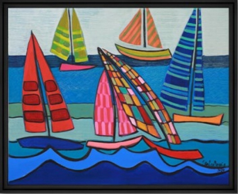Image encadrée Martine GONNIN MER Voiles au vent 40X50