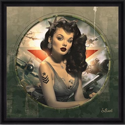 Tableau pvc encadré FIGURATIF Pin up army 40X40