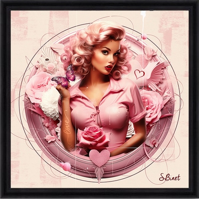 Tableau pvc encadré FIGURATIF Pin up love 40X40