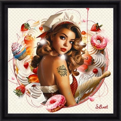 Tableau pvc encadré FIGURATIF Pin up sugar 40X40