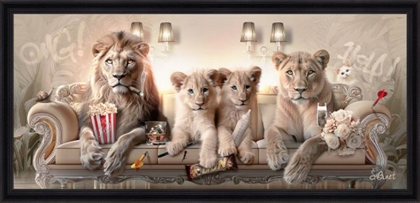 Tableau pvc encadré ANIMAUX Pano lion luxury 40X90