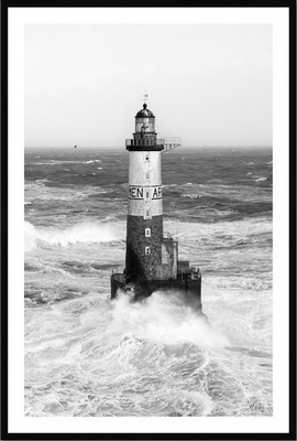 Tableau pvc encadré MER Phare d'Ar-Men - Tempête Ciaran 3 40X60