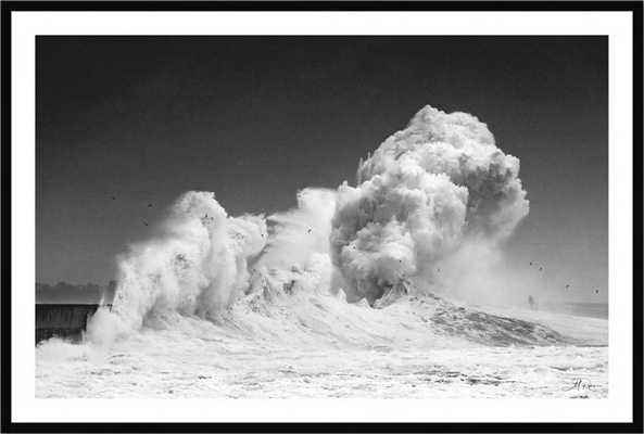 Tableau pvc encadré MER Lesconil 4 - Tempête Justine 40X60