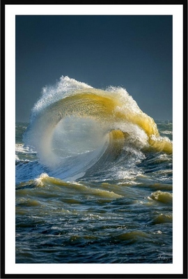 Tableau pvc encadré MER La vague d'Or - Tempête Sebastien 40X60