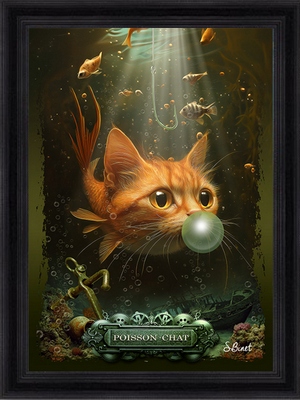 Tableau pvc encadré ANIMAUX Poisson-Chat 50X70