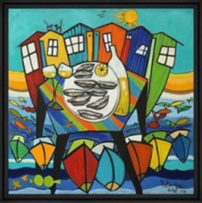 Image encadrée Martine GONNIN MER Fête du port 40X40