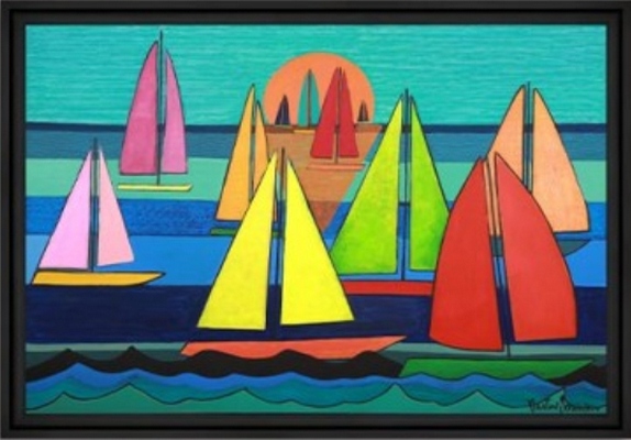 Image encadrée Martine GONNIN MER Voiles au couchant 40X60