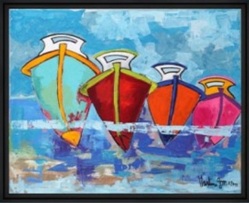 Image encadrée Martine GONNIN MER Sur fond bleu 40X50