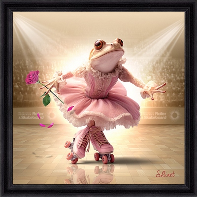 Tableau pvc encadré ANIMAUX Grenouille roller 40X40
