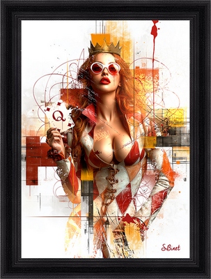 Tableau pvc encadré FIGURATIF Dame de carreau 50X70