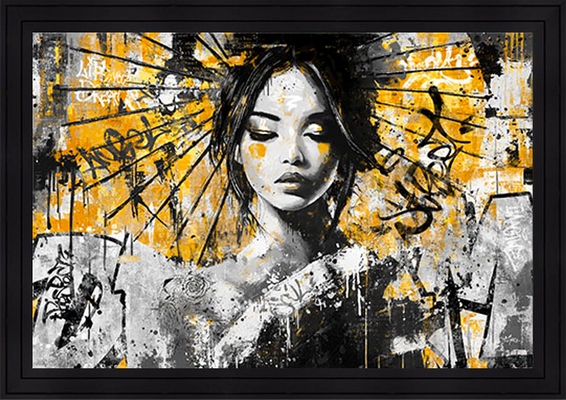 Image encadrée FIGURATIF La Geisha et la grande ombrelle 40X60