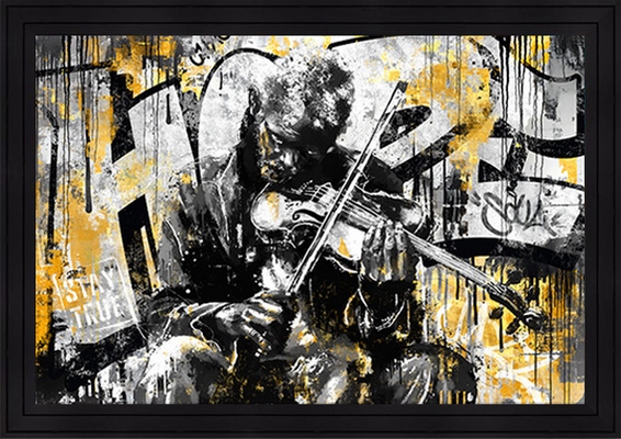 Image encadrée FIGURATIF Le vieil homme au violon 40X60