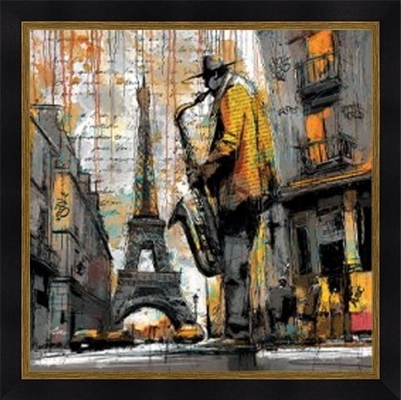 Image encadrée FIGURATIF Le saxophoniste à Paris 40X40