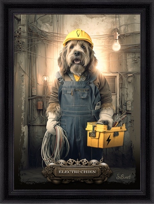 Tableau pvc encadré ANIMAUX Electri-Chien 50X70