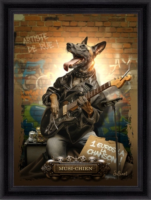 Tableau pvc encadré ANIMAUX Musi-Chien 50X70