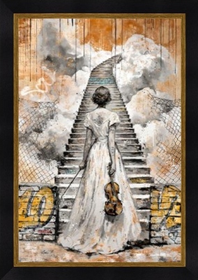 Image encadrée FIGURATIF La violoniste et l'escalier 40X60