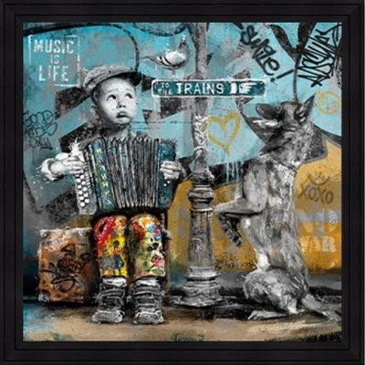 Image encadrée FIGURATIF L'accordéoniste 40X40