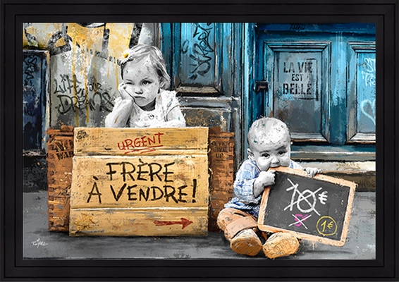 Image encadrée FIGURATIF La petite fille et son frère 40X60