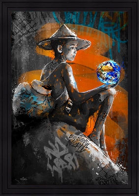 Image encadrée FIGURATIF Le pêcheur et la terre 40X60