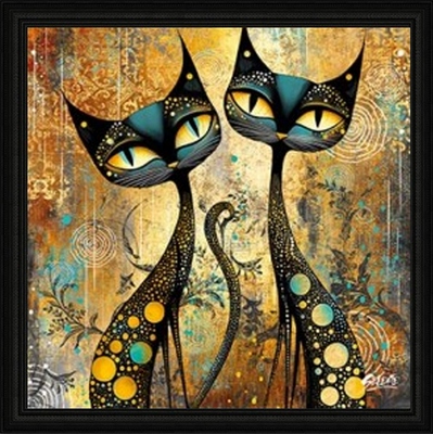 Image encadrée ANIMAUX 2 grands chats 40X40
