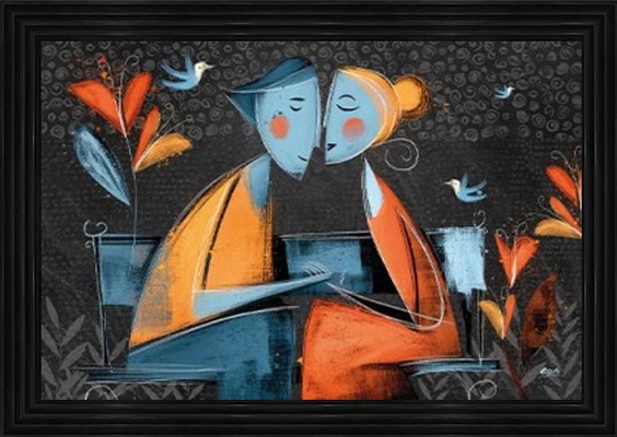 Image encadrée FIGURATIF Les amoureux sur le banc 40X60