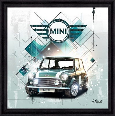 Tableau pvc encadré AUTOMOBILE Mini Cooper 40X40
