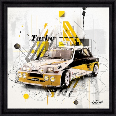 Tableau pvc encadré AUTOMOBILE R5 maxi turbo 40X40
