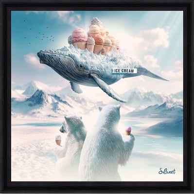Tableau pvc encadré ANIMAUX Baleine 40X40