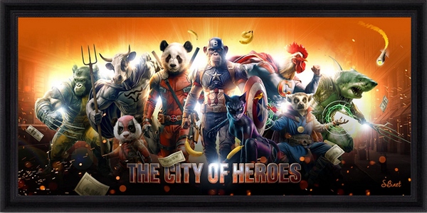 Tableau pvc encadré ANIMAUX The City Of Heroes 40X90