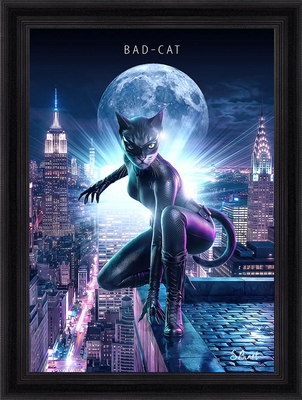 Tableau pvc encadré ANIMAUX Bad Cat 50X70