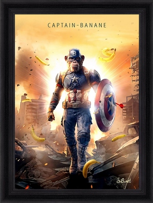 Tableau pvc encadré ANIMAUX Captain Banane 50X70