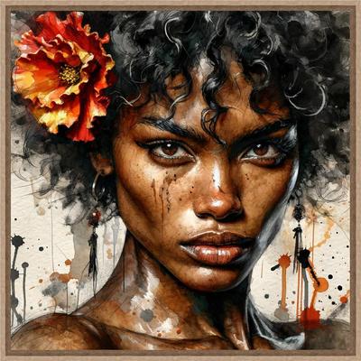 Reproduction encadrée FIGURATIF CFS Flamenco dancer afro 70X70