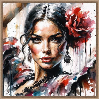 Reproduction encadrée FIGURATIF CFS Flamenco dancer rose 70X70