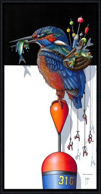 Image encadrée Alain COADOU  AC1005 Martin-pêcheur 30X60