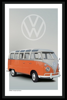 Image encadrée David MAHE AUTOMOBILE Volkswagen Type 2 Microbus 40X60