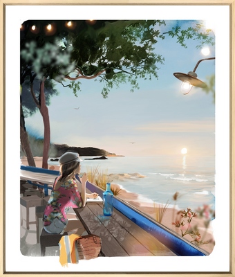 Digigraphie encadrée MER Plage d Erromardie 20h53 85X100